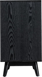 Sango Cortland 2-Door Accent Cabinet, Sleek Black Storage Cabinet with Brass Handles, Adjustable Shelf, Minimalist Mid-Century Modern Design, Stylish & Functional Furniture for Living or Dining Room
