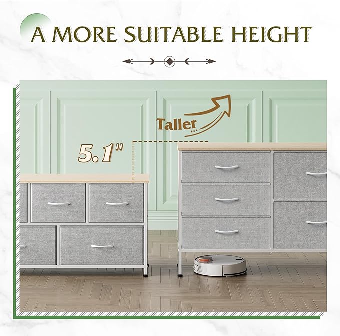 WLIVE Dresser for Bedroom with 5 Drawers, Wide Bedroom Dressers with Drawer O...