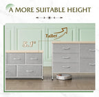 WLIVE Dresser for Bedroom with 5 Drawers, Wide Bedroom Dressers with Drawer Organizers, Chest of Drawers, Fabric Dresser for Living Room, Closet, Hallway, Light Grey