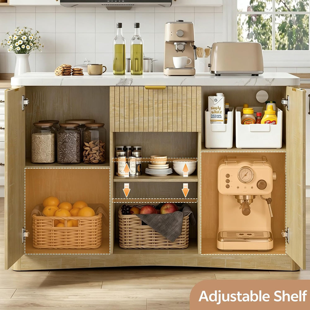 Marble Kitchen Island, 47" Kitchen Island on Wheels Large Kitchen | Isla...