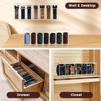 Acrylic Belt Organizer with Flap Dust Cover – 7-Compartment Clear Storage Case for Belts, Ties & Bow Ties | Closet & Drawer Display Holder for Men & Women