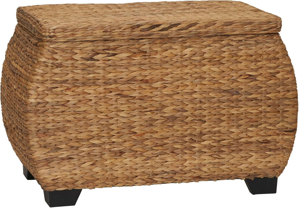 Household Essentials Large Curved Wicker Storage Chest with Liner | Water Hya...
