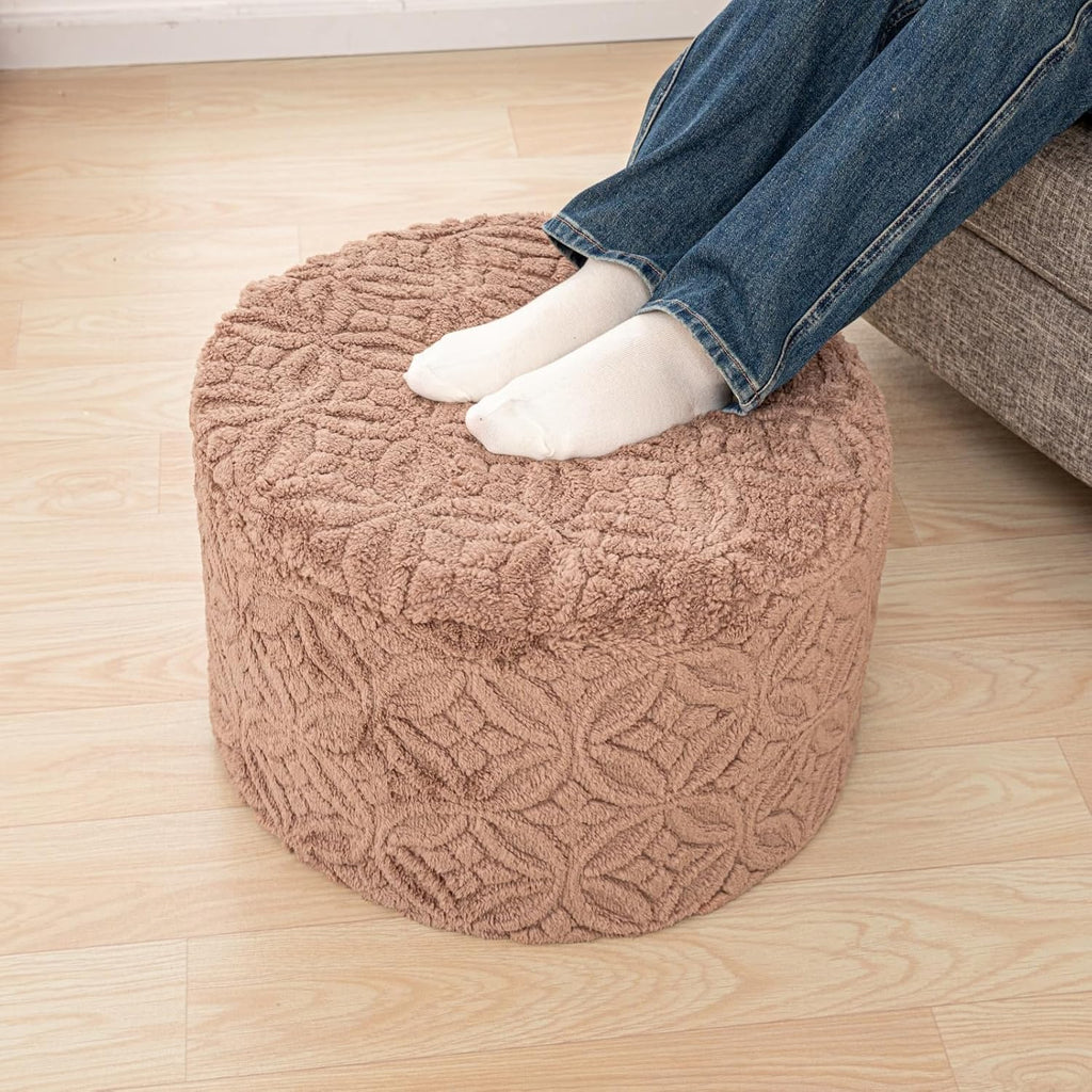 Plush Multi-Functional Ottoman Pouf Foot Rest, Coffee | Ergonomic Foot Rest, Space-Saving Design, Perfect Under Desks, Couches & Sofas
