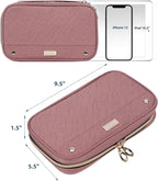 NISHEL Travel Jewelry Case, Holiday Organizer for Necklaces, Earrings, Rings, Bracelets, Watch, Rosewood-Pink