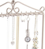 Angelynn's Sturdy Long Necklace Holder Organizer Tall Tabletop Pendant Display Stand, Freestanding Large Capacity Jewelry Tree, Calla Satin Nickel Silver 13 1/2" Wide x 15 3/4" Tall