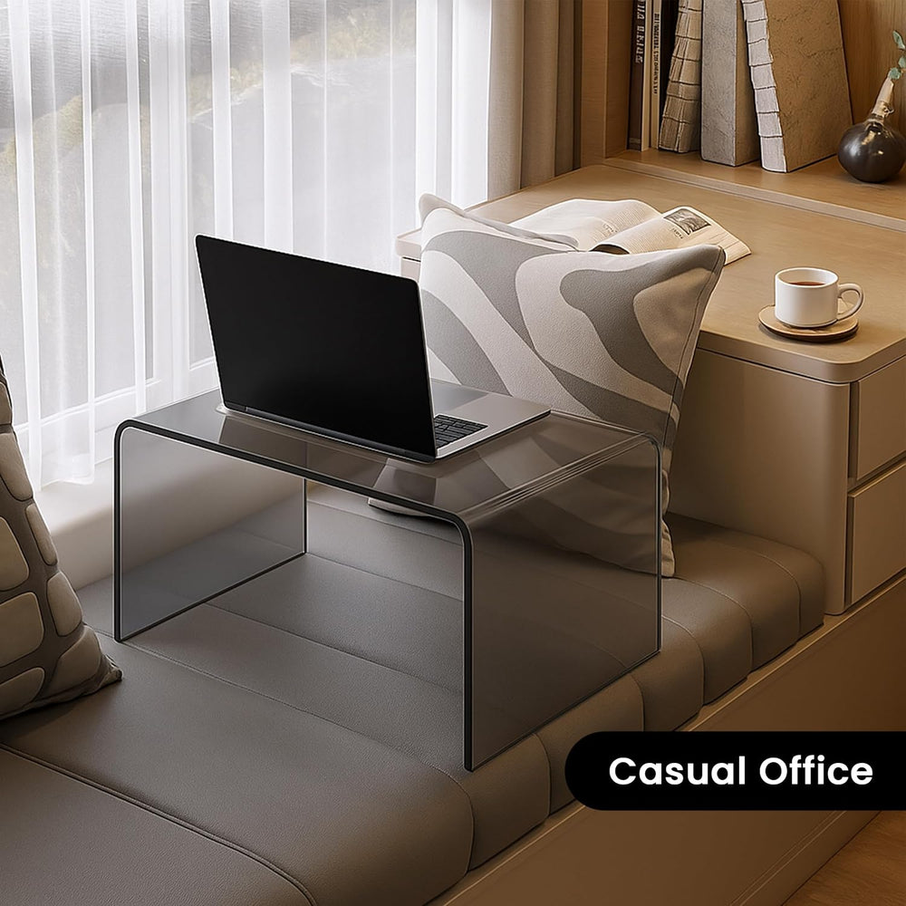 Gray Acrylic Compact Accent Table – Modern Multipurpose Small Side Table or E...