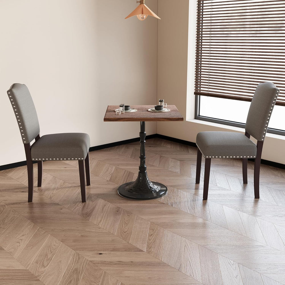 Upholstered Dining Chairs Set of 4 with Thickened Seat Cushion, Wooden Mid-Ce...