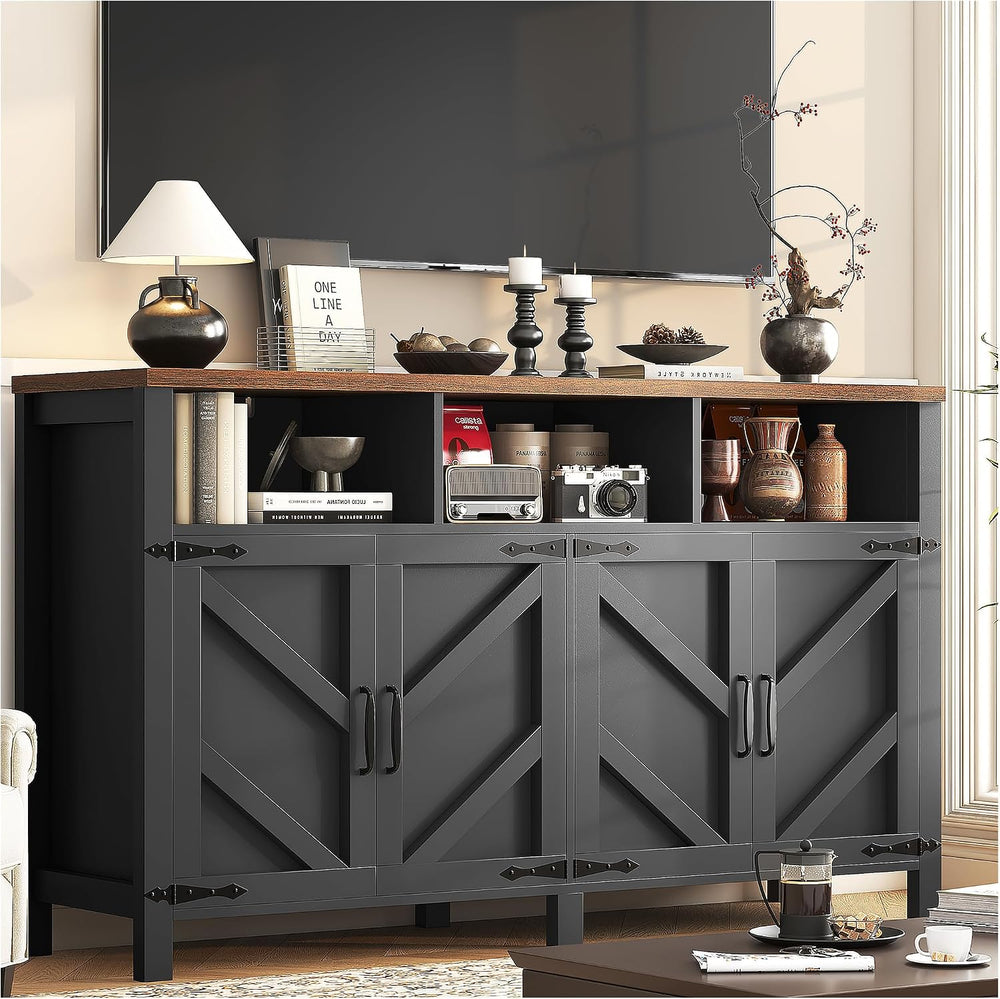 knoworld 55'' Farmhouse Buffet Sideboard with Storage, 4 Doors & ...