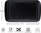 Grilling Prep and Serve Trays, BBQ Tray for Raw and Cooked Food, Melamine Marinating Serving Platter and Grill Tray for Outdoor, Parties and BBQ, Food Trays, Set of 2, Black and White