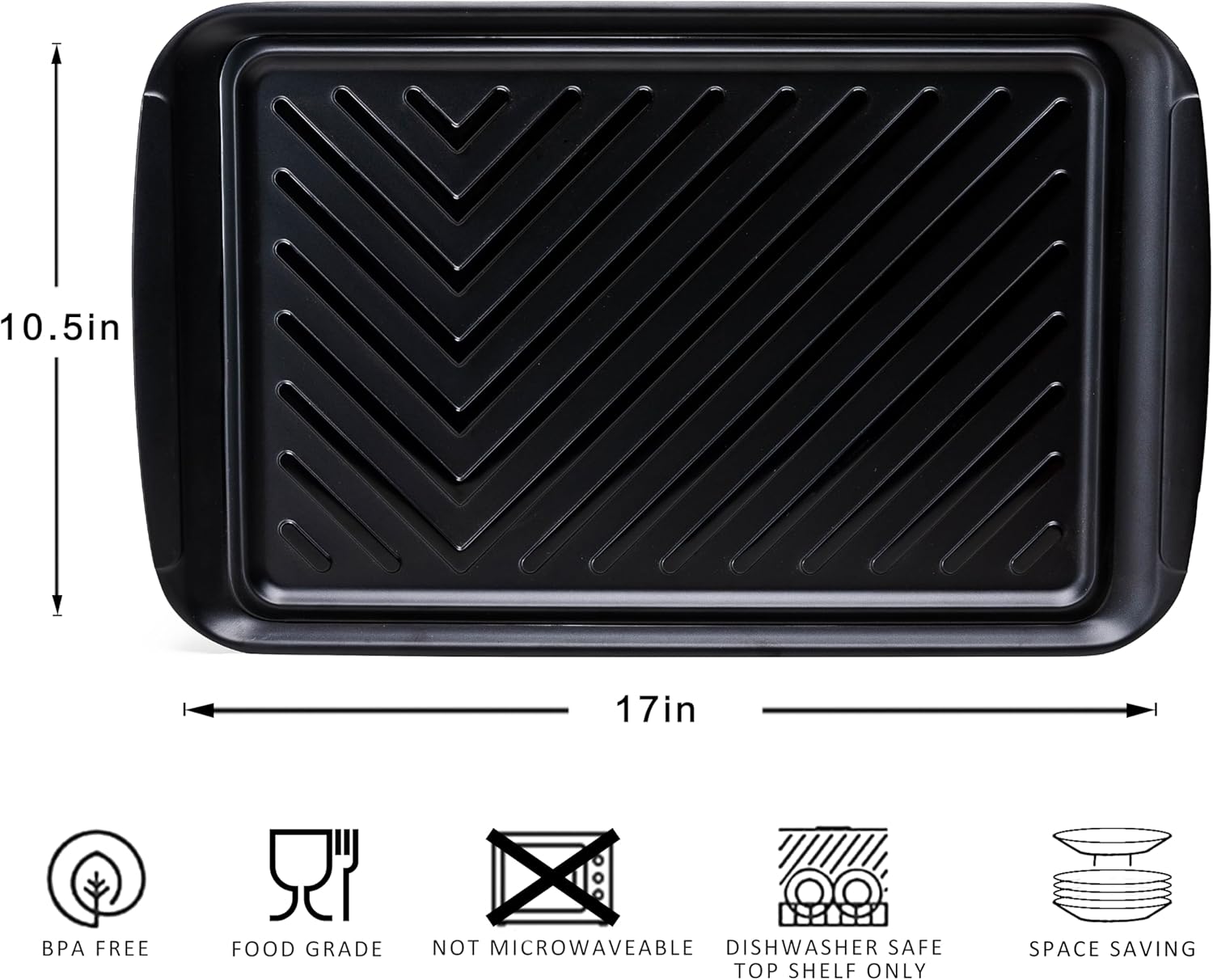 Grilling Prep and Serve Trays, BBQ Tray for Raw and Cooked Food, Melamine Marinating Serving Platter and Grill Tray for Outdoor, Parties and BBQ, Food Trays, Set of 2, Black and White