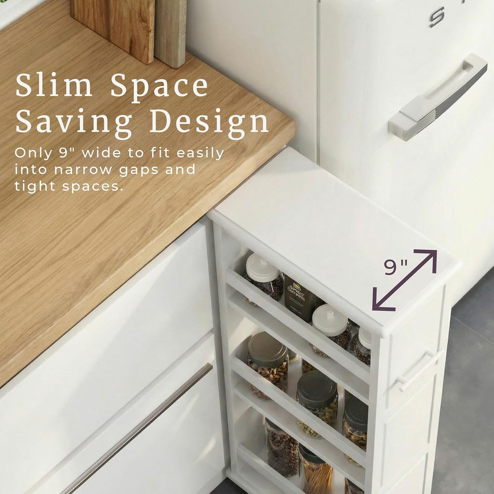 Lavish Home 3 Tier Slim Utility Rolling Storage Cart, White, 16.7”W x 9”D | N...
