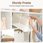 StorageWorks Storage Bins, Shelves Baskets for Organizing, 45L Extra Large Fabric Closet Organizers with Handles, Metal Frame, Beige（Texture）, 2-Pack
