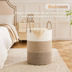 Laundry Basket,Woven Cotton Rope Laundry Hamper,60L for Decorative Storage of Dirty Clothes,Toys and Blankets in Bathroom,Bedroom and Living Room