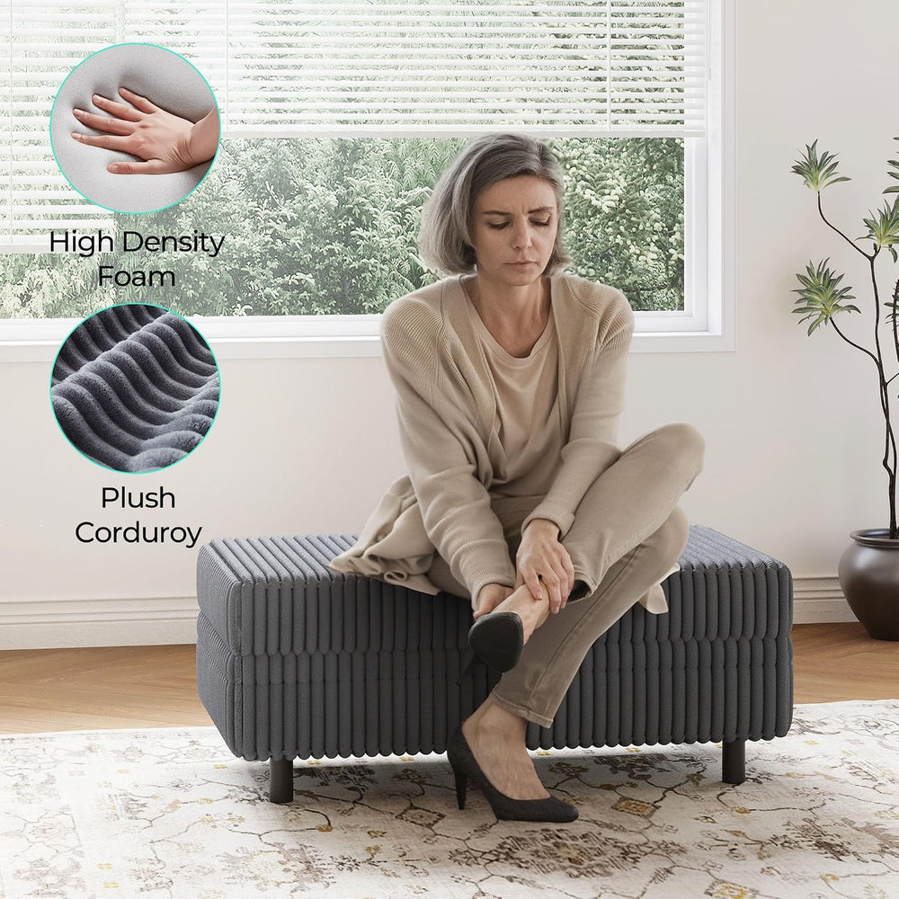 LINSY HOME Sectional Sleeper Sofa Storage Ottoman Bench, Convertible Coffee T...