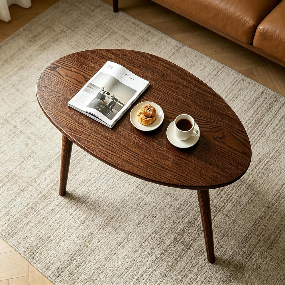 Walnut Oval Side Table, 17.5''D x 25.6''W x 19.7''H, ...