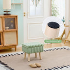 Wimarsbon Storage Ottoman,Soft Faux fur Footstool with Padded Seat, Small Reading Vanity Chair, Footrest with Wood Tray for Couch, Mini Coffee Table or Display Stand (Light Green, Rectangular Storage)