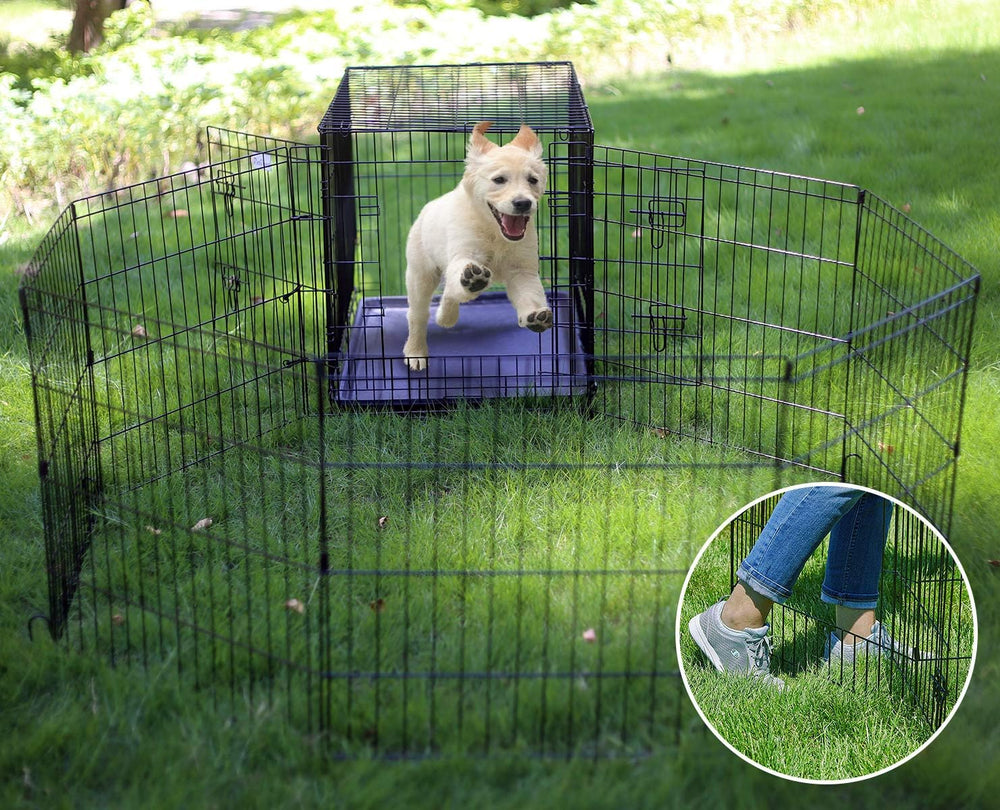 Puppy Pet Playpen 8 Panel 24 Inch Indoor Outdoor Metal Portable Folding Anima...