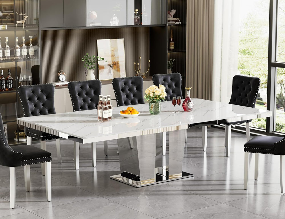 94 inch Extendable Dining Table for 6 8 10, Modern Expandable Kitchen Table w...
