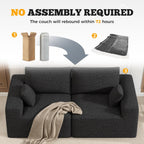 81" Cloud Loveseat Sofa in a Box, No Assembly Required Comfy Deep Seat Chenille Boneless Couch, Modern Small Couches for Living Room, Apartment, Black