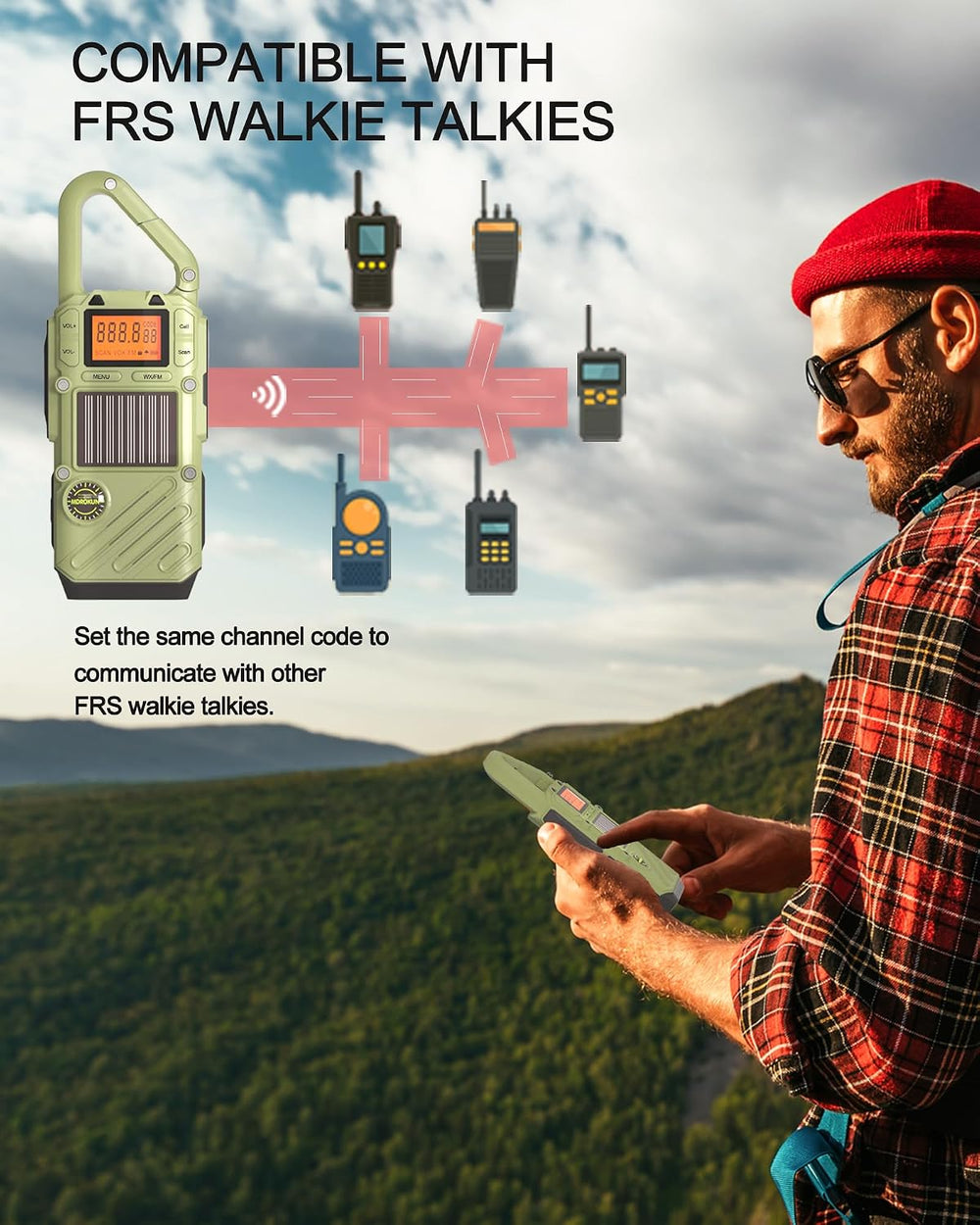 Emergency Walkie Talkies for Adults with NOAA, FM, SOS, Scan, & Flashlight