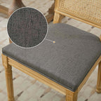 Dining Chairs Set of 4 for Dining Room & Kitchen, French Country Rattan Cane Back Chairs with Linen Upholstered Seat and S-Spring Support, Dark Gray