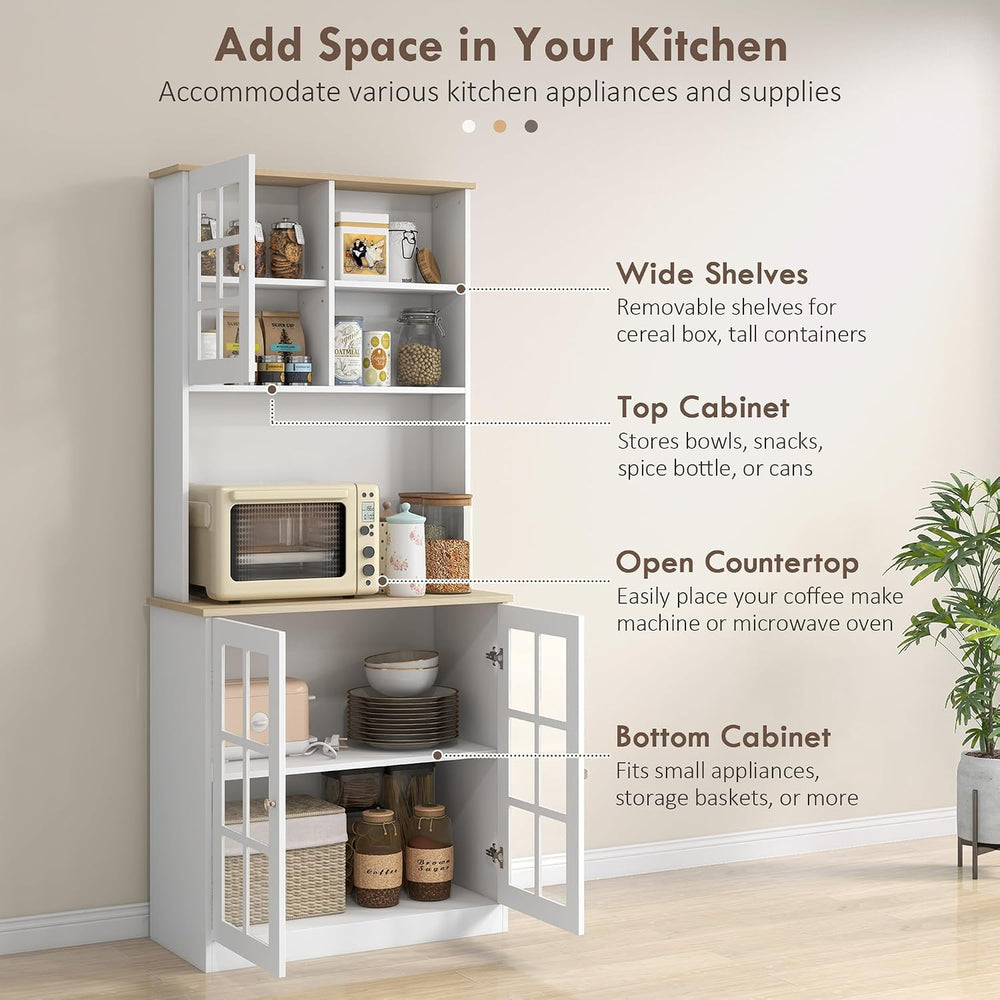 31.5"D*14.5"W*72"H Freestanding Kitchen Pantry with 4 Adjustab...