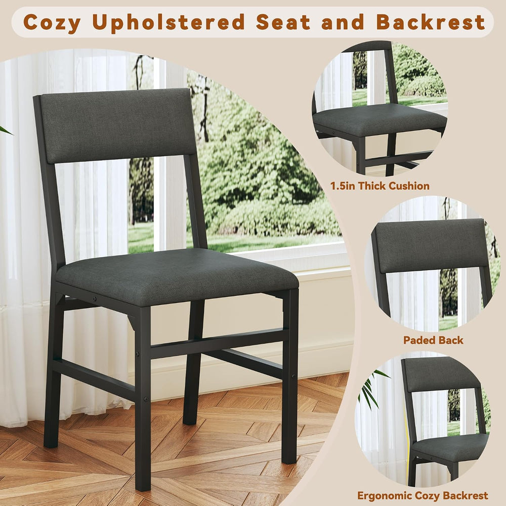 HUAHUU Round Dining Table Set for 4, 5-Piece Kitchen Table and Chairs for 4, ...