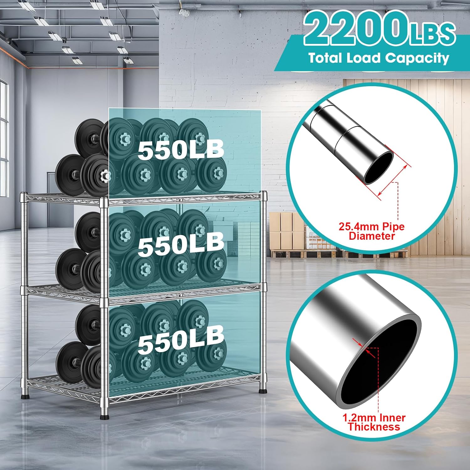 24"Depth Metal Wire Shelving Unit Storage Shelves Adjustable Kitchen shelf Microwave Stand Sturdy Steel Bakers Rack Standing Organizer 1650LBS for Commercial Pantry Garage Factory industrial warehouse