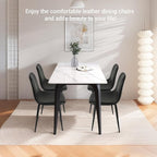 CangLong Black Dining Chairs, Modern Faux Leather Upholstered Kitchen Chairs Armless Accent Chairs with PU Leather Backrest & Metal Legs for Dining, Living & Meeting Room, Set of 4