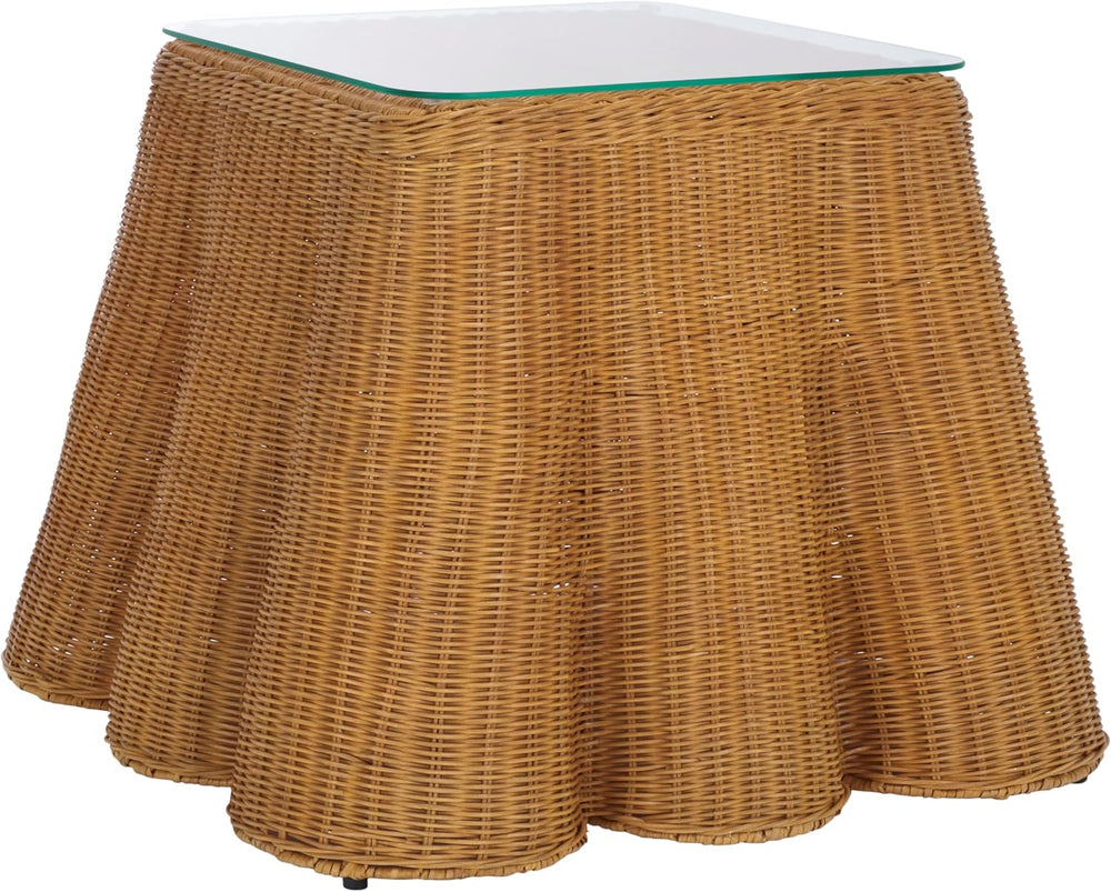 SAFAVIEH Couture Collection - Hylda Natural Rattan Accent Table, Square Desig...