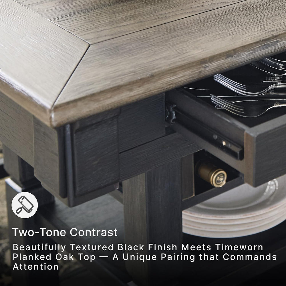Signature Design by Ashley Counter Height Table with Storage, Farmhouse