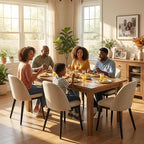 Wooden Dining Chairs Set of 6,Upholstered Kitchen Dining Room Chairs with Curved Backrest and Wood Leg,Modern Fabric Farmhouse Dinner Chair for Restaurant/Cafe,Beige