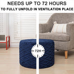 Round Ottoman Pouf, All-in-One Foam Filling Foot Rest 20x14In Navy | Stuffed Floor Pouf,Ottoman Foot Stool for Couch,Stuffed Pouf,Boho Floor Seating,Bean Bag Ottoman for Living Room Bedroom Dorm