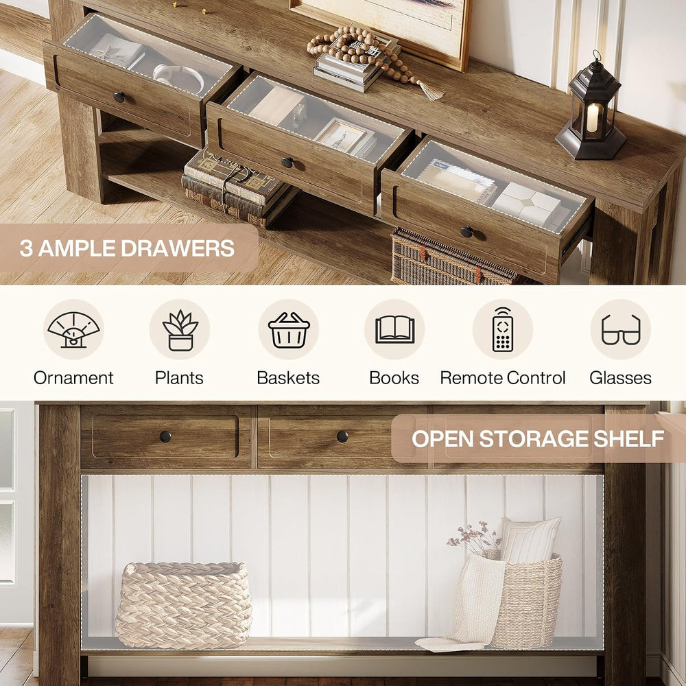 Tribesigns 70.9-Inch Long Console Table with 3 Drawers, Farmhouse Entryway Ta...