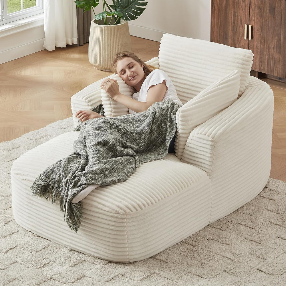 KIVENJAJA Oversized Chaise Lounge Chair Indoor, Corduroy Comfy Floor Sleeper ...