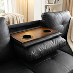 L-Shaped Sectional Sofa with Movable Chaise & Storage Ottoman - 3-Piece Leather Modular Convertible Couch for Living Room, Apartment & Home Office, Gloss Black