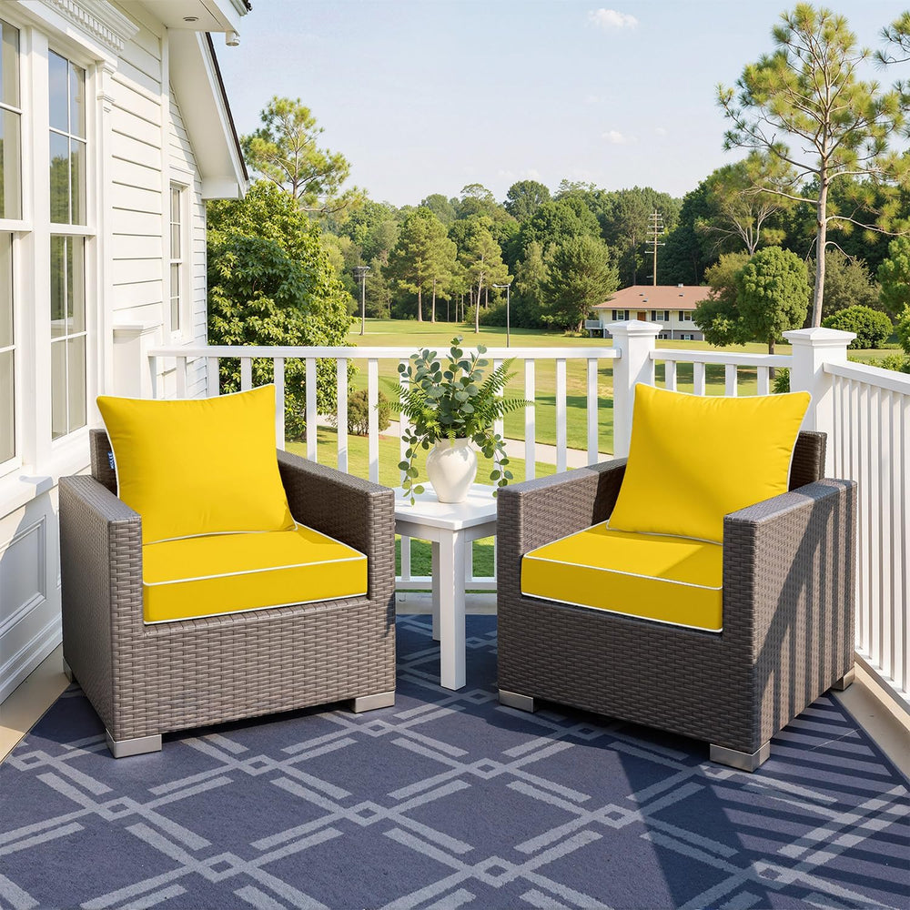 MIULEE Yellow Outdoor Seat Cushion 22x24 Inch Waterproof Cushion