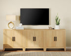 WAMPAT Farmhouse TV Stand for TVs up to 85 Inch, Rustic Wood Entertainment Center & Media Console with 6 Storage Doors, Accent Cabinet for Living Room, Hallway, Rustic Oak