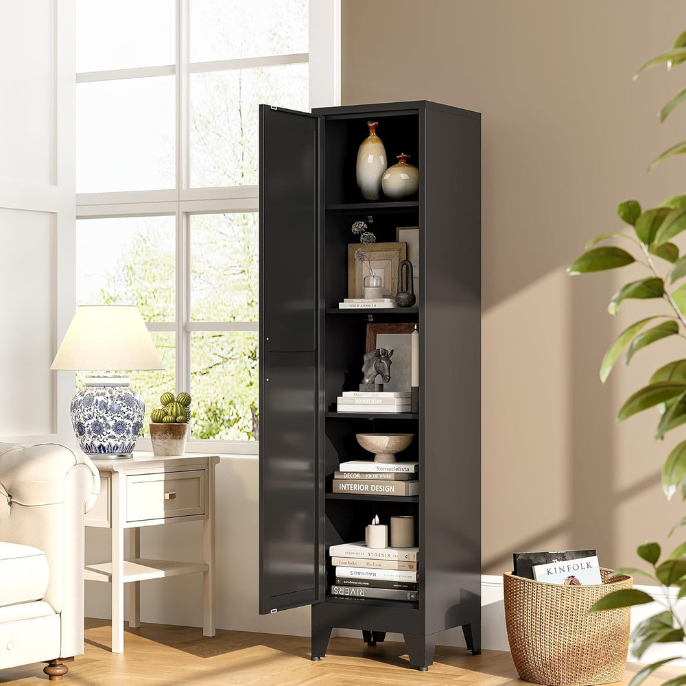Bevivog Tall Narrow Storage Cabinet, 67" Single Door Metal Storage Locke...