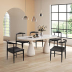 Yaheetech Dining Chairs Set of 6 Mid Century Modern Leather Dining Room Chairs with Armless Backrest & Metal Legs for Kitchen, Living Room, Black