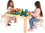 NILO Kids Activity Table Set with 2 Compatible with/Replacement for Detachable Double-Sided Baseplates/Boards/Mats Lego Duplo (N34 Play Table Without Holes, 24x32x20 and 2X Blue Base Plates 12x32)