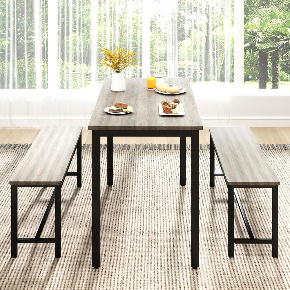 Rovibek 43" Dining Table Benches Set for 4, Modern Space Saving Kitchen ...