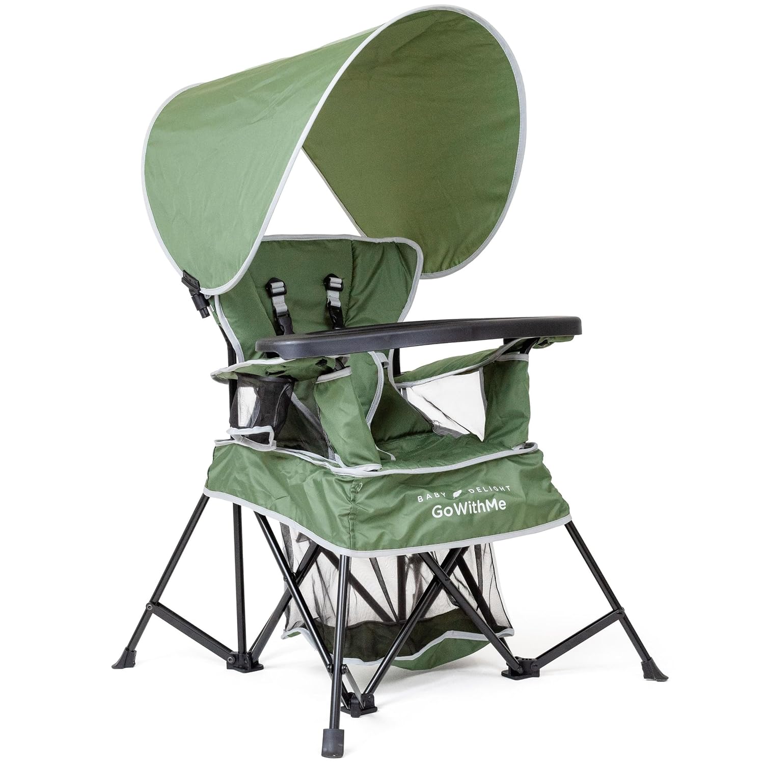 Baby Delight Go with Me Venture Portable Chair Bundle with Sun Canopy | for Indoor & Outdoor Use | 3 Growth Stages | Teal & Moss Bud Green