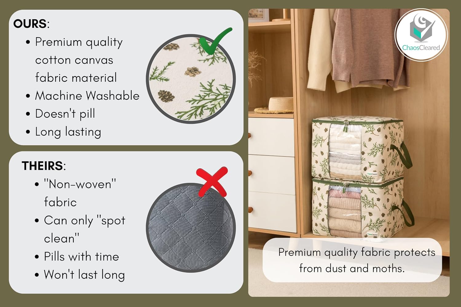 Canvas Storage Bags 2 Pack (Mistletoe Bag 2 Pack)