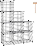 C&AHOME Wire Cube Storage, 9 - Cube Organizer Metal C Grids, Silver Gray | Modular Shelves Units, Closet Organizer, Storage Bins Shelving, Ideal for Home, Office, Living Room
