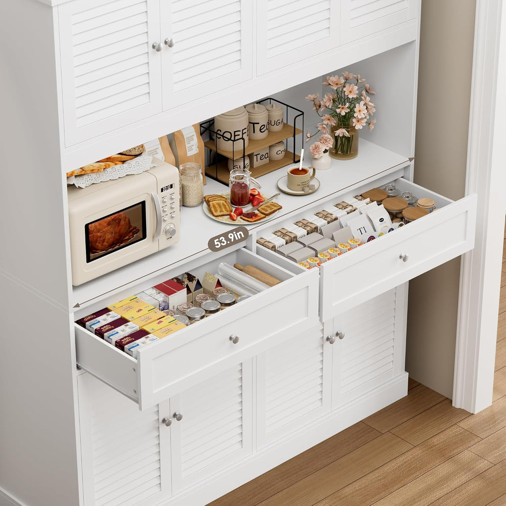 HIFIT 71“HX55“W Large Pantry Cabinet for Food Storage, Farmhouse Kitchen Hutc...