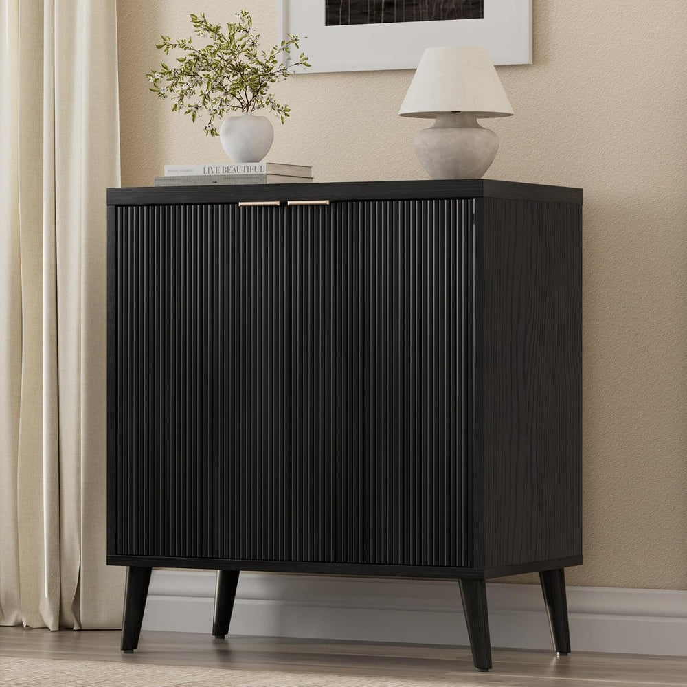 Homleke Buffet Cabinet with Storage, Modern Fluted Accent Sideboard with Door...