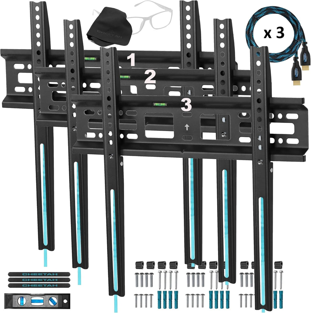 Cheetah Fixed TV Mount (3-Pack) for Most 26-60 Inch TVs up to 115lbs, Each wi...