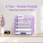 Supeasy 5 Trays Paper Organizer Letter Tray with Handle-Mesh Desk File Organizer, Paper Sorter Desk Organizer for Office, Home or School