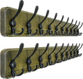 Dseap Coat Rack Wall - Heavy-Duty 38-1/4" Long, with Reinforced 10 Custom Tri-Hooks, Solid Wood Wall Hanger for Coats Hat Jackets - Rustic Farmhouse Entryway Storage,Weathered Green & Black,Pack of 2